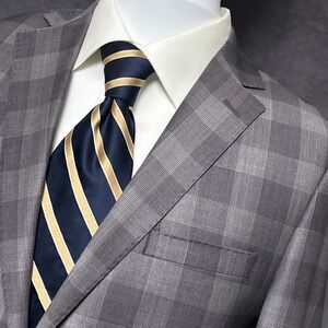 Carducci Sport Coat 38S Slim Fit Gray Plaid Wool Reda Italian 150s Blazer Jacket